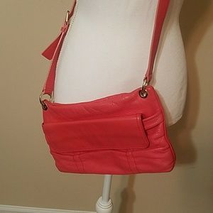 Cole Haan Genuine Leather Cross Body Coral Bag